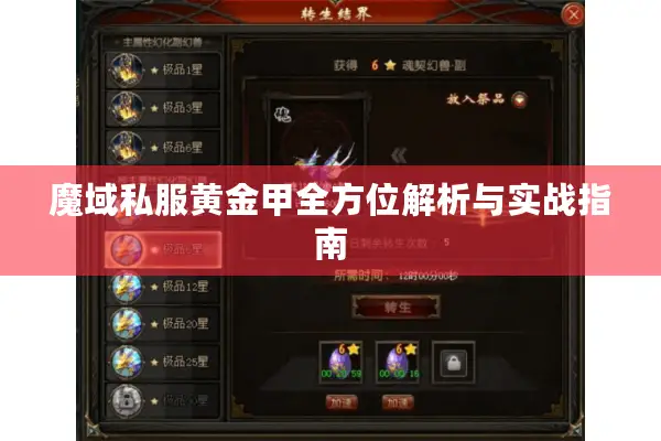 魔域私服黄金甲全方位解析与实战指南