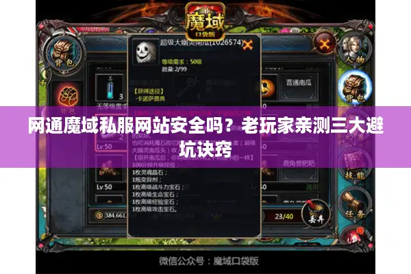 网通魔域私服网站安全吗？老玩家亲测三大避坑诀窍