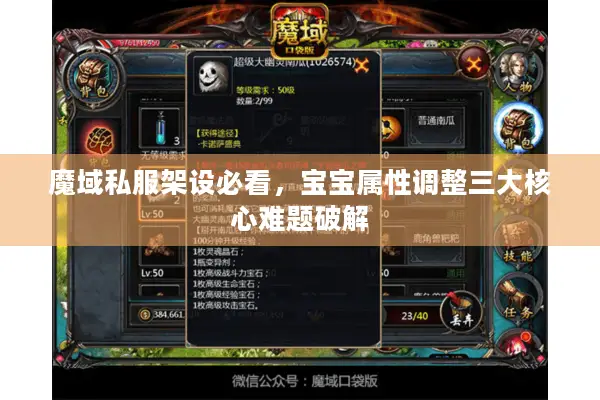 魔域私服架设必看，宝宝属性调整三大核心难题破解