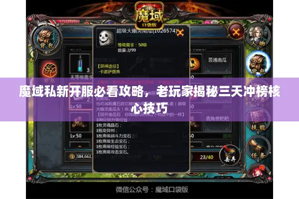 魔域私新开服必看攻略，老玩家揭秘三天冲榜核心技巧