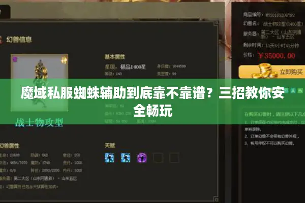 魔域私服蜘蛛辅助到底靠不靠谱？三招教你安全畅玩