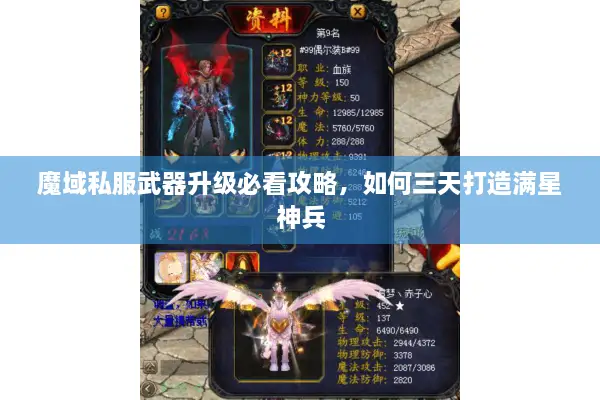 魔域私服武器升级必看攻略，如何三天打造满星神兵