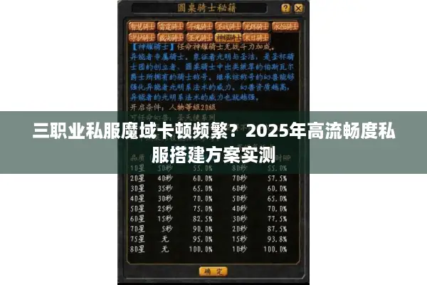 三职业私服魔域卡顿频繁?2025年高流畅度私服搭建方案实测 三职业私服魔域卡顿频繁?2025年高流畅度私服搭建方案实测