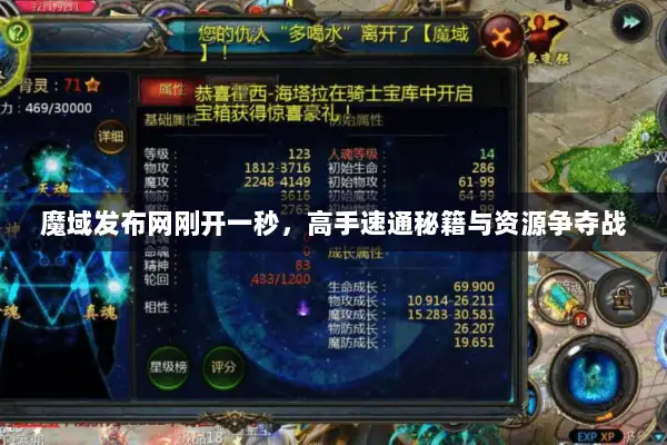 魔域发布网刚开一秒，高手速通秘籍与资源争夺战