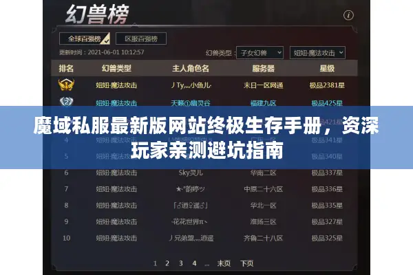 魔域私服最新版网站终极生存手册，资深玩家亲测避坑指南