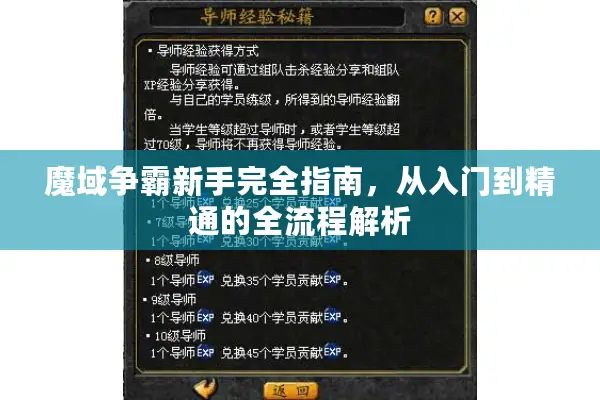 魔域争霸新手完全指南，从入门到精通的全流程解析