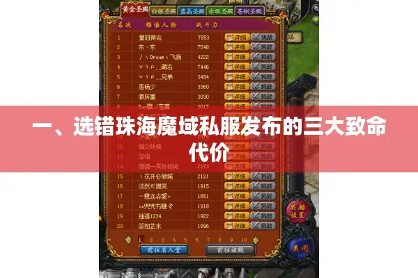 一、选错珠海魔域私服发布的三大致命代价