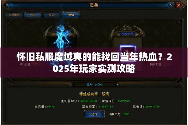 怀旧私服魔域真的能找回当年热血？2025年玩家实测攻略