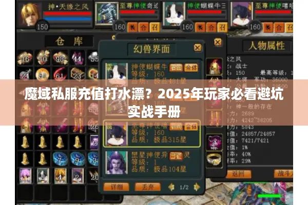 魔域私服充值打水漂？2025年玩家必看避坑实战手册