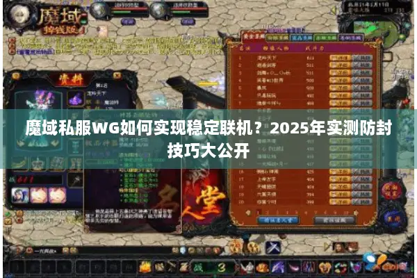 魔域私服WG如何实现稳定联机？2025年实测防封技巧大公开