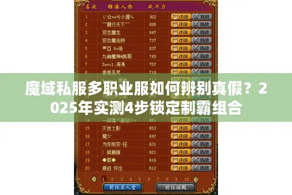 魔域私服多职业服如何辨别真假？2025年实测4步锁定制霸组合