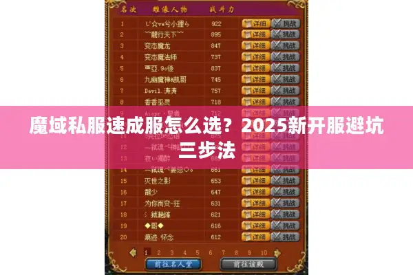 魔域私服速成服怎么选？2025新开服避坑三步法