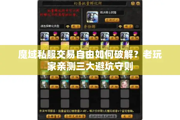 魔域私服交易自由如何破解？老玩家亲测三大避坑守则