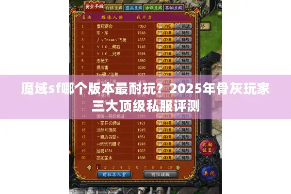 魔域sf哪个版本最耐玩？2025年骨灰玩家三大顶级私服评测