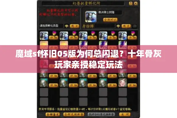 魔域sf怀旧05版为何总闪退?十年骨灰玩家亲授稳定玩法 魔域sf怀旧05版为何总闪退?十年骨灰玩家亲授稳定玩法