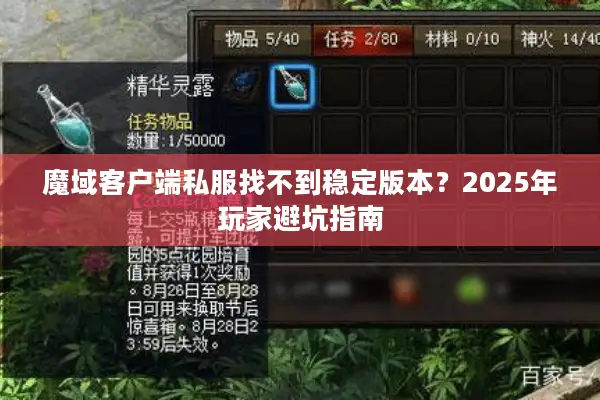 魔域客户端私服找不到稳定版本？2025年玩家避坑指南