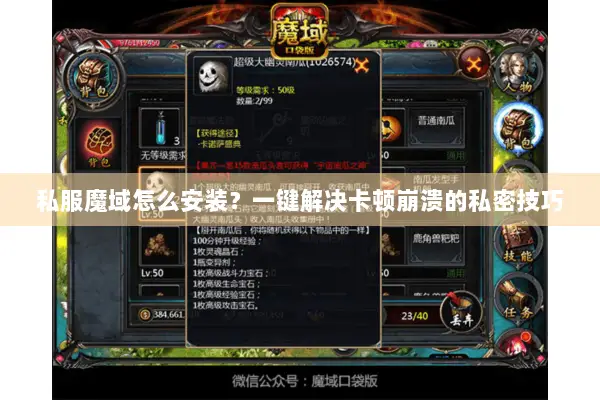 私服魔域怎么安装？一键解决卡顿崩溃的私密技巧