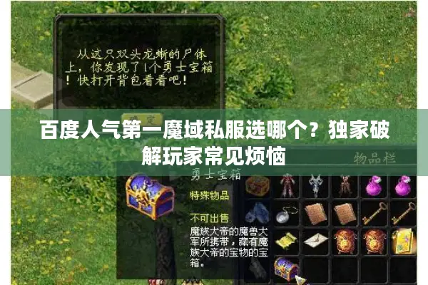 百度人气第一魔域私服选哪个？独家破解玩家常见烦恼
