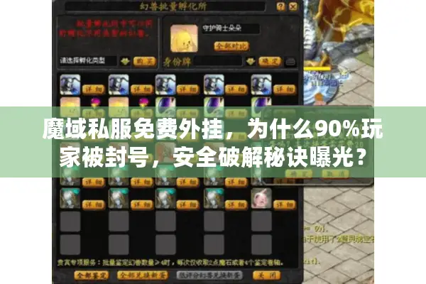 魔域私服免费外挂，为什么90%玩家被封号，安全破解秘诀曝光？