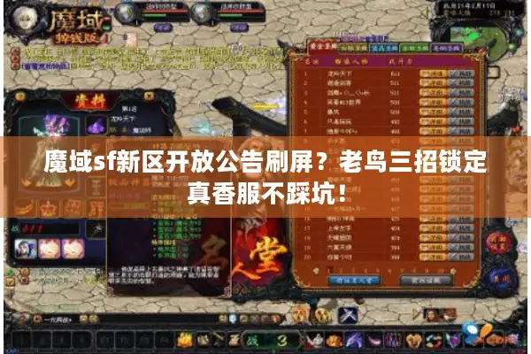 魔域sf新区开放公告刷屏？老鸟三招锁定真香服不踩坑！