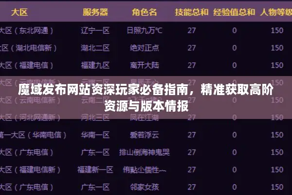 魔域发布网站资深玩家必备指南，精准获取高阶资源与版本情报