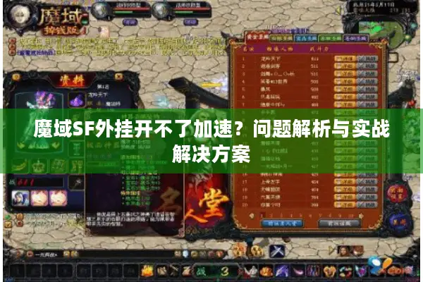 魔域SF外挂开不了加速？问题解析与实战解决方案