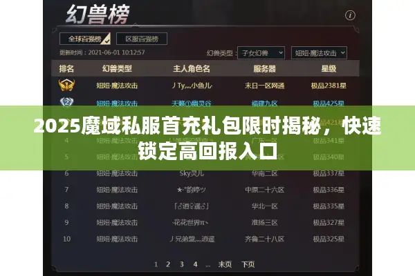 2025魔域私服首充礼包限时揭秘，快速锁定高回报入口