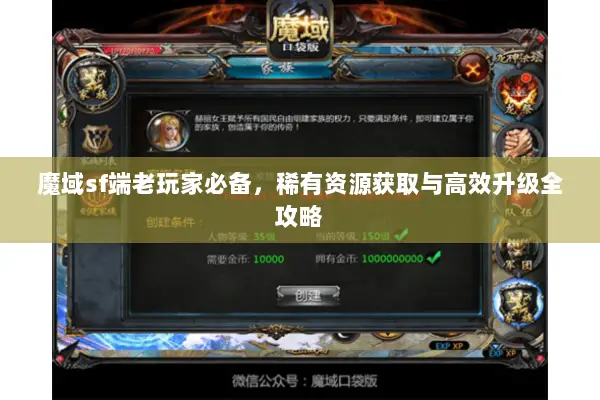 魔域sf端老玩家必备，稀有资源获取与高效升级全攻略