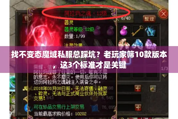 找不变态魔域私服总踩坑？老玩家筛10款版本，这3个标准才是关键