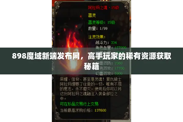 898魔域新端发布网，高手玩家的稀有资源获取秘籍