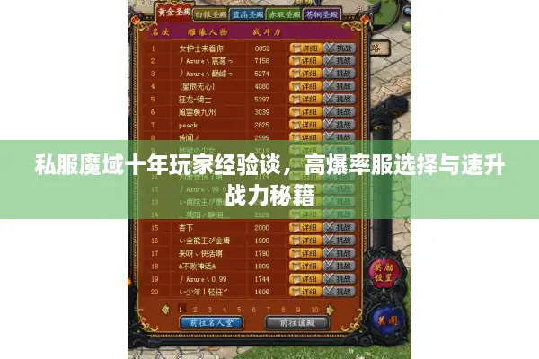 私服魔域十年玩家经验谈，高爆率服选择与速升战力秘籍