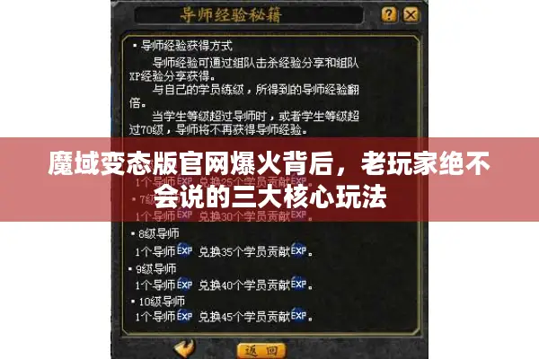 魔域变态版官网爆火背后，老玩家绝不会说的三大核心玩法