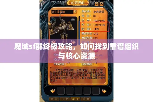 魔域sf群终极攻略，如何找到靠谱组织与核心资源
