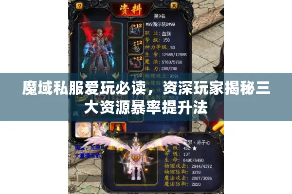 魔域私服爱玩必读，资深玩家揭秘三大资源暴率提升法