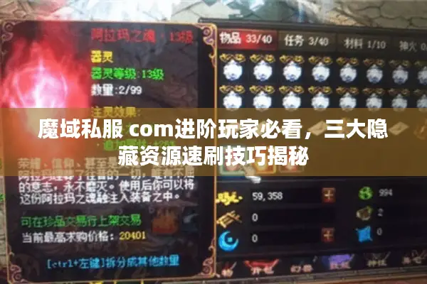 魔域私服 com进阶玩家必看，三大隐藏资源速刷技巧揭秘