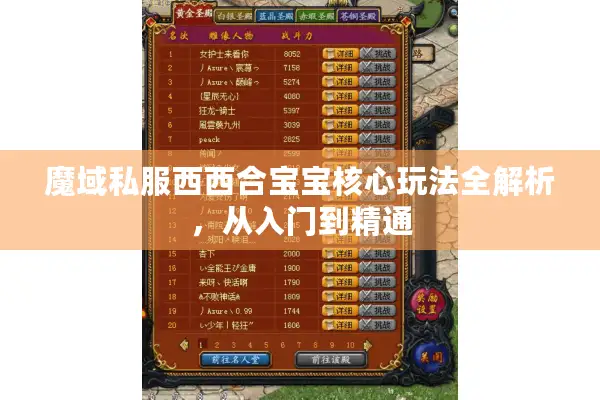 魔域私服西西合宝宝核心玩法全解析，从入门到精通