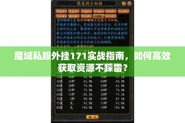 魔域私服外挂171实战指南，如何高效获取资源不踩雷？