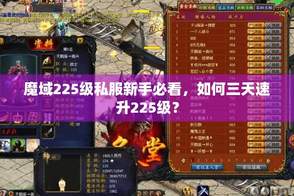 魔域225级私服新手必看，如何三天速升225级？