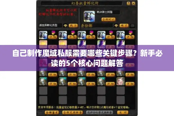 自己制作魔域私服需要哪些关键步骤？新手必读的5个核心问题解答