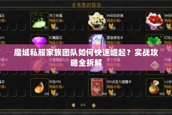 魔域私服家族团队如何快速崛起？实战攻略全拆解