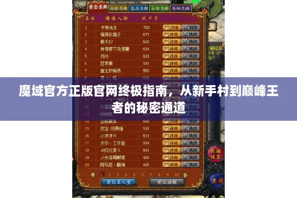 魔域官方正版官网终极指南，从新手村到巅峰王者的秘密通道