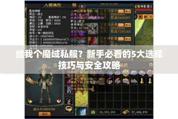 给我个魔域私服？新手必看的5大选择技巧与安全攻略